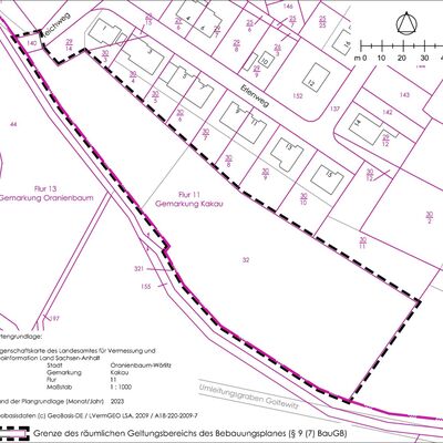 Bild vergrößern: Grenze des räumlichen Geltungsbereichs des BPlan 03-2024